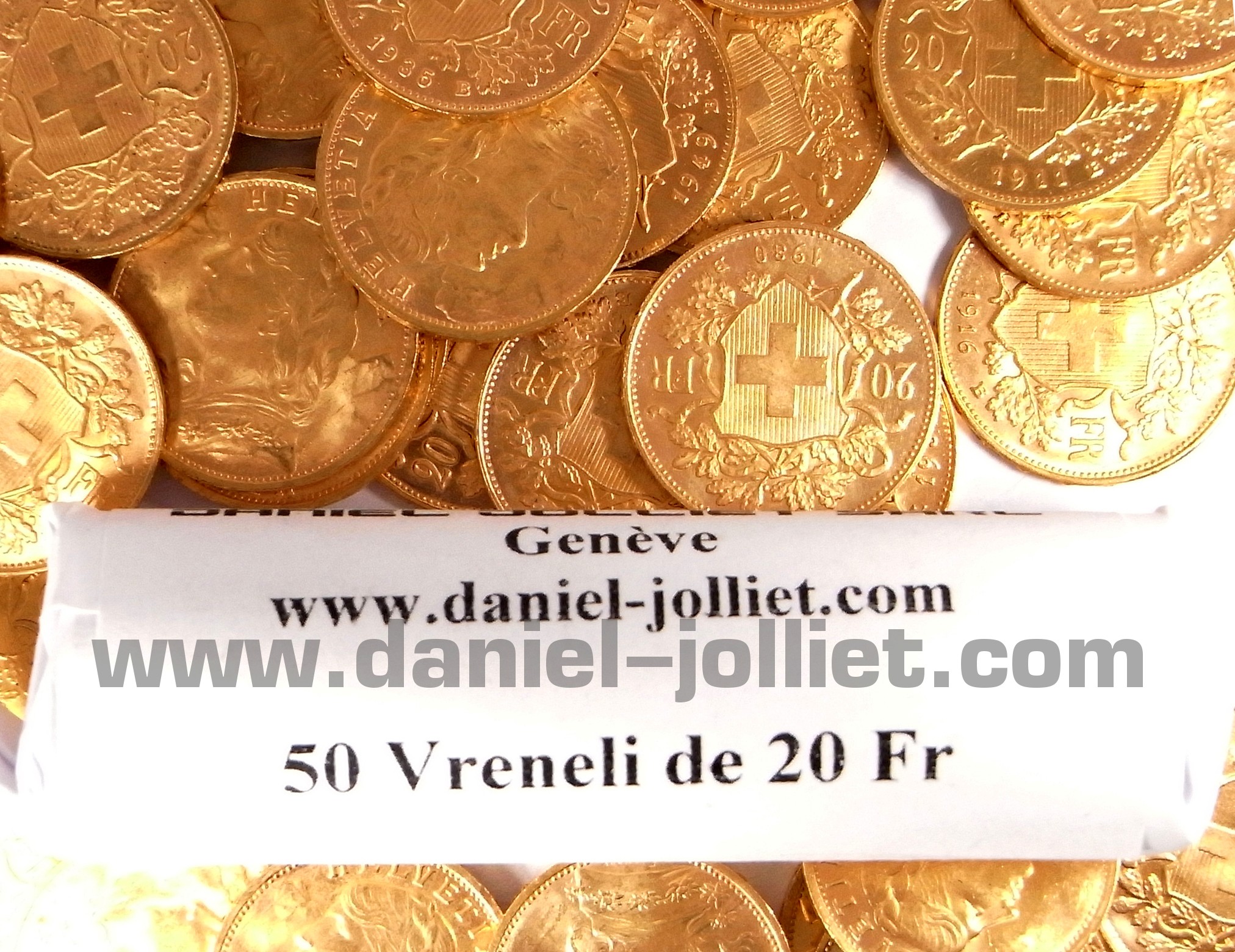 Lot de 50 Vreneli de 20 Francs