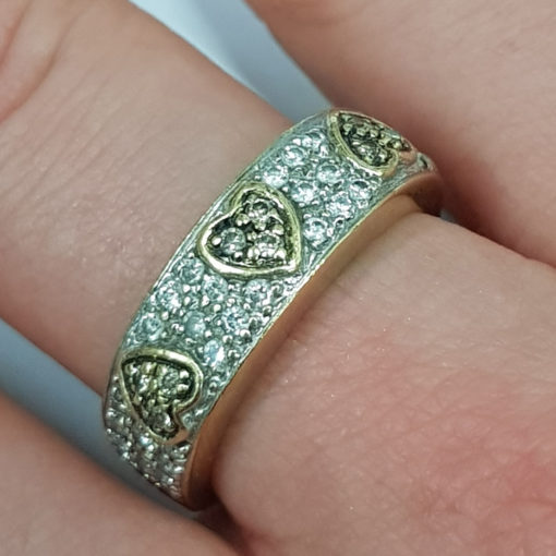 Bague cœurs et diamants