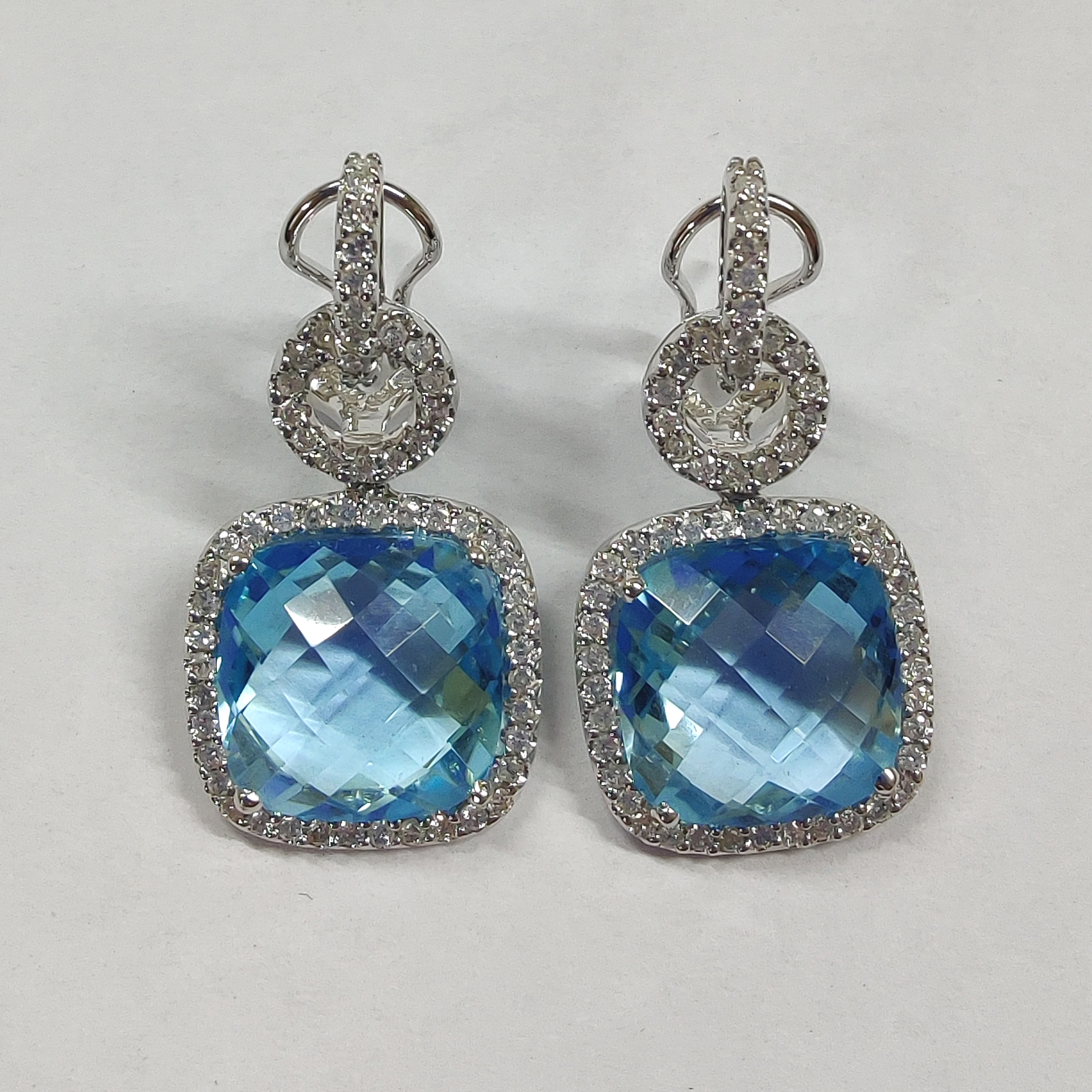 Boucles Marguerites Aigue-Marines & Diamants 